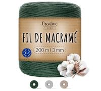 Creative Deco 3mm x 200m Corde Macramé Verte Profonde