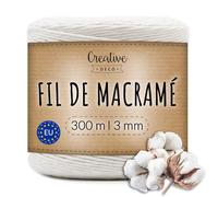 Creative Deco 3mm x 300m Corde Macramé Fil de Coton Blanche | +/- 0.5mm