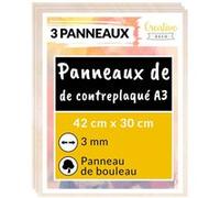 Creative Deco 3xA3 Contreplaqué 420x300x3mm Bois Brut Bouleau Découpe Laser Gravure Beige G