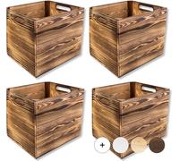 Creative Deco 4x Caisse en Bois Flammé Compatible Étagères KALLAX 33 x 37 x 33cm