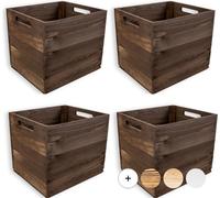 Creative Deco 4x Caisse en Bois Wengé Compatible Étagères KALLAX 33 x 37 x 33 cm