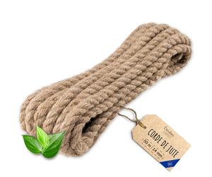Creative Deco 50m Corde de Jute Epaisseur 14mm | Personnalisation Possible Tous Les 5m | Corde Solide et Durable | Torsadé en Fibres Naturelles | Bricolage, Balustrade, Jardin et Maison