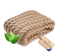 Creative Deco 50m Corde de Jute Epaisseur 30mm | Personnalisation Possible Tous Les 5m | Corde Solide et Durable | Torsadé en Fibres Naturelles | Bricolage, Balustrade, Jardin et Maison