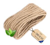 Creative Deco 50m Corde de Jute Epaisseur 8mm | Personnalisation Possible Tous Les 5m | Corde Solide et Durable | Torsadé en Fibres Naturelles | Bricolage, Balustrade, Jardin et Maison