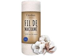 Creative Deco 6mm x 100m Corde Macramé Fil de Coton Blanche | +/- 0.5mm