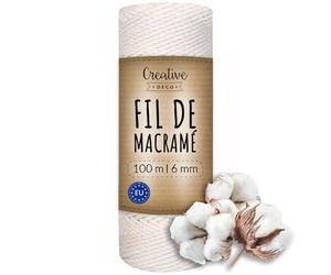Creative Deco 6mm x 100m Corde Macramé Fil de Coton Blanche | +/- 0.5mm d’Épaisseur | Ficelle de 37 Plis | Cordelette Naturel | Cuisine, Jardin, Decoration, Jardinage, Emballage Cadeau, Bricolage