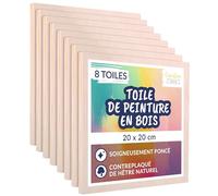 Creative Deco 8 x Toile Peinture en Bois | 20 x 20 cm | Toile a Peindre