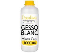Creative Deco Additif Gesso Acrylique Blanc | 1L | Sous-Couche | Apprêt et Préparation Liquide de la Peinture Acrylique | Couverture Parfaite | Idéal pour Bois, Papier, Verre | Non-Jaunissant
