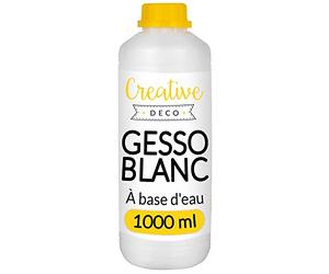 Creative Deco Additif Gesso Acrylique Blanc | 1L | Sous-Couche | Apprêt et Préparation Liquide de la Peinture Acrylique | Couverture Parfaite | Idéal pour Bois, Papier, Verre | Non-Jaunissant