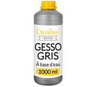 Creative Deco Additif Gesso Acrylique Gris | 1L | Sous-Couche | Apprêt | Préparation Liquide de la Peinture Acrylique | Couverture Parfaite | Idéal pour Bois, Papier, Verre | Non-Jaunissant