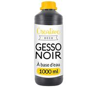 Creative Deco Additif Gesso Acrylique Noir | 1L | Sous-Couche | Apprêt | Préparation Liquide de la Peinture Acrylique | Couverture Parfaite | Idéal pour Bois, Papier, Verre | Non-Jaunissant
