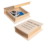 Creative Deco Boîte à Livre Personnalisée Texte Souhaité | 24 x 19 x 7,5 cm | Boîte en Bois | Votre Propre Cadeau Personnalisé N’Importe Quel Texte | Coffret Cadeau | pour Femmes, Hommes et Couple