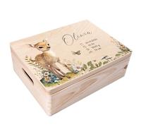 Creative Deco Boîte à Souvenirs Bébé Personnalisé avec Prénom - Cerf | 40 x 30 x 14 cm | Cadeau Boîte à Souvenirs pour Une Naissance pour Fille et Garçon | Boite en Bois avec Couvercle