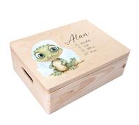 Creative Deco Boîte à Souvenirs Bébé Personnalisé avec Prénom - Crocodile | 40 x 30 x 14 cm | Cadeau Boîte à Souvenirs pour Une Naissance pour Fille et Garçon | Boite en Bois avec Couvercle