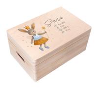 Creative Deco Boîte à Souvenirs Bébé Personnalisé avec Prénom - Lapin Fée | 30 x 20 x 14 cm | Cadeau Boîte à Souvenirs pour Une Naissance pour Fille et Garçon | Boite en Bois avec Couvercle