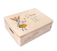 Creative Deco Boîte à Souvenirs Bébé Personnalisé avec Prénom - Lapin Fée | 40 x 30 x 14 cm | Cadeau Boîte à Souvenirs pour Une Naissance pour Fille et Garçon | Boite en Bois avec Couvercle