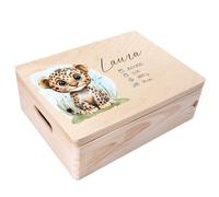 Creative Deco Boîte à Souvenirs Bébé Personnalisé avec Prénom - Tigre | 40 x 30 x 14 cm | Cadeau Boîte à Souvenirs pour Une Naissance pour Fille et Garçon | Boite en Bois avec Couvercle