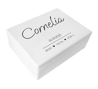 Creative Deco Boîte à Souvenirs Bébé Personnalisé Blanc - Personnalisés Cœurs | Personnalisable Cadeau à Souvenirs Individuelle pour Une Naissance pour Fille et garçon | Boîte en Bois