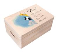 Creative Deco Boîte à Souvenirs Bébé Personnalisé - Personnalisés Animaux | Personnalisable Cadeau à Souvenirs Individuelle pour une naissance pour fille et garçon | Boîte en bois