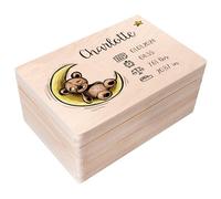 Creative Deco Boîte à Souvenirs Bébé Personnalisé - Personnalisés avec Prénom | Personnalisable Cadeau à Souvenirs Individuelle pour Une Naissance pour Fille et garçon | Boîte en Bois