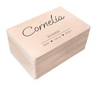 Creative Deco Boîte à Souvenirs Bébé Personnalisé - Personnalisés Cœurs | Personnalisable Cadeau à Souvenirs Individuelle pour Une Naissance pour Fille et garçon | Boîte en Bois