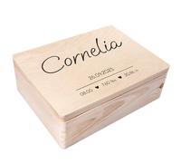 Creative Deco Boîte à Souvenirs Bébé Personnalisé - Personnalisés Cœurs | Personnalisable Cadeau à Souvenirs Individuelle pour Une Naissance pour Fille et garçon | Boîte en Bois