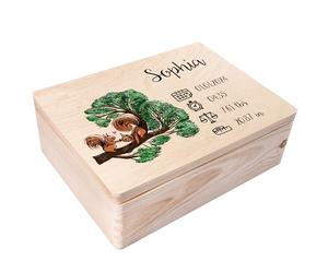 Creative Deco Boîte à Souvenirs Bébé Personnalisé - Personnalisés Ecureuil | Personnalisable Cadeau à Souvenirs Individuelle pour Une Naissance pour Fille et garçon | Boîte en Bois