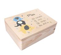 Creative Deco Boîte à Souvenirs Bébé Personnalisé - Personnalisés Éléphant | Personnalisable Cadeau à Souvenirs Individuelle pour Une Naissance pour Fille et garçon | Boîte en Bois
