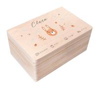 Creative Deco Boîte à Souvenirs Bébé Personnalisé - Personnalisés Lapin Pastel | Personnalisable Cadeau à Souvenirs Individuelle pour Une Naissance pour Fille et garçon | Boîte en Bois