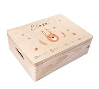 Creative Deco Boîte à Souvenirs Bébé Personnalisé - Personnalisés Lapin Pastel | Personnalisable Cadeau à Souvenirs Individuelle pour Une Naissance pour Fille et garçon | Boîte en Bois
