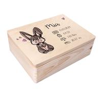 Creative Deco Boîte à Souvenirs Bébé Personnalisé - Personnalisés Lapin | Personnalisable Cadeau à Souvenirs Individuelle pour Une Naissance pour Fille et garçon | Boîte en Bois