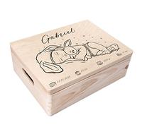 Creative Deco Boîte à Souvenirs Bébé Personnalisé - Personnalisés | Personnalisable Cadeau à Souvenirs Individuelle pour Une Naissance | Boîte en Bois - Garçon