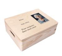 Creative Deco Boîte à Souvenirs Deuil avec Prénom, Texte et Photo | 40 x 30 x 14 cm | Cadeau de Deuil Personnalisé | Souvenir Commémoratif Personnalisable pour Proche et Défunt | Coffret en Bois