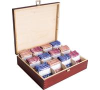 Creative Deco Boite a The en Bois Rouge - Boite de Rangement Sachet - 29 x 25 x 7,5 cm - 12 Cases - Boîte à Thé - Rangement Cuisine