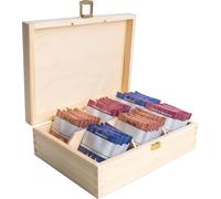 Creative Deco Boite a The en Bois Naturel 21 x 16 x 7 cm 6 Compartiments Cuisine BOIS G