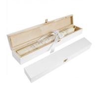Creative Deco Boîte Blanche en Bois pour Bougies de Baptême et de Communion 47 x 7 x 5,5 cm | Boîte en Pin Naturel | Cadeau de Baptême pour Filles et Garçons | Boîte à Souvenirs et de Rangement