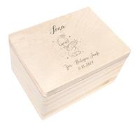 Creative Deco Boite Cadeau Personnalisé Bapteme pour Garçon et Fille | Boîte à Souvenirs en Bois | Personnalisés - Bougie et Prière de l'ange | Personnalisable Idée Coffret Décoration