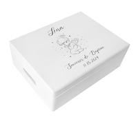 Creative Deco Boite Cadeau Personnalisé Bapteme pour Garçon et Fille | Boîte Blanc à Souvenirs en Bois | Personnalisés - Bougie et Prière de l'ange | Personnalisable Idée Coffret Décoration