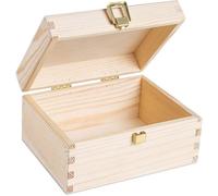Creative Deco Boite de Rangement en Bois avec Fermoir | 21,4 x 13,8 x 10 cm (+/- 1 cm) | Non Peint et Brut | Coffre de Rangement Noël | Boite en Bois | Coffret Bois | Boite Cadeau Noel