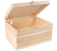 Creative Deco Boite de Rangement en Bois avec Fermoir 40 x 30 x 24 cm Coffre de Rangement Beige