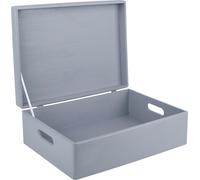 Creative Deco Boite de Rangement en Bois Gris 40 x 30 x 14 cm (+/-1cm)