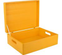 Creative Deco Boite de Rangement en Bois Jaune 40 x 30 x 14 cm (+/-1cm)