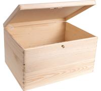 Boîte de rangement - CREATIVE DECO - Non Peint - 40 x 30 x 24 cm - Avec serrure et clé - Bois naturel