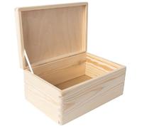 Creative Deco Boîte en Bois avec Couvercle | 30 x 20 x 14 cm (+/-1 cm) | Boîte à Souvenirs pour Bébé | Boîte Non Peinte avec Charnières Argentées | Documents, Objets de Valeur, Jouets, Outils | Brut