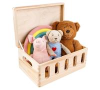 Creative Deco Boîte en Bois avec Couvercle et Ouvertures | 30 x 20 x 14 cm (+/- 1 cm) | Boîte à Souvenirs Bébé avec Poignées | Non Peint | pour Documents, Jouets | Brut ET Non Poli