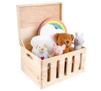 Creative Deco Boîte en Bois avec Couvercle et Ouvertures | 40 x 30 x 24 cm (+/- 1 cm) | Boîte à Souvenirs Bébé avec Poignées | Non Peint | pour Documents, Jouets | Brut ET Non Poli