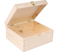 Creative Deco Boîte en Bois Non Peint avec Couvercle et Serrure 29 x 25 x 14 cm