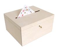 Creative Deco Boite en Bois pour Enveloppes | 29 x 25 x 15 cm | Bois Naturel | avec Couvercle et oîte pour Occasions Spéciales | Urne Anniversaire | Mariage | Boite a Souvenirs, Cartes Lettre