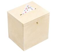 Creative Deco Boite en Bois pour Enveloppes | 29 x 25 x 30 cm | Bois Naturel | avec Couvercle et Clé | Boîte pour Occasions Spéciales | Urne Anniversaire | Mariage | Boite a Souvenirs, Cartes Lettre