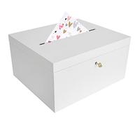 Boite en Bois - Creative Deco - Urne Mariage - 29x25x15 cm - Couvercle et Clé - Souvenirs Lettres